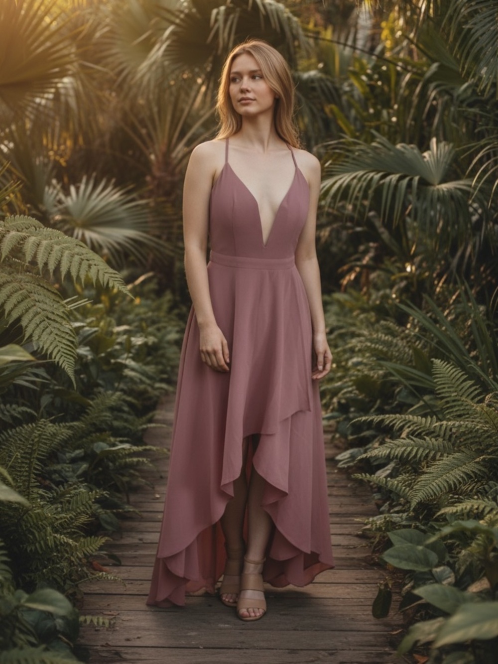 ⭐️Luxxel Dusty Rose High Low Dress from Honey’s - size S